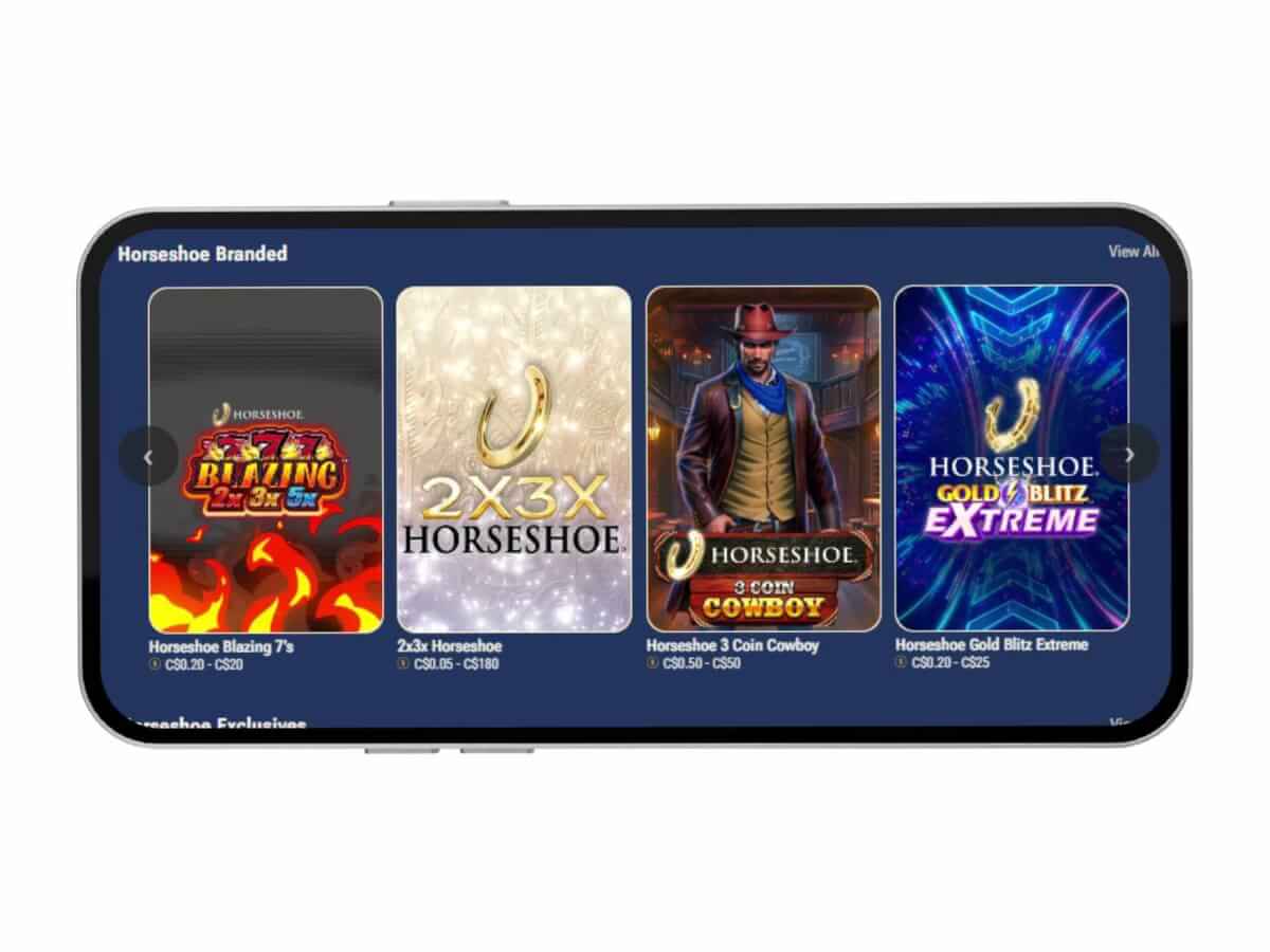 Mobile view of Horseshoe branded games.