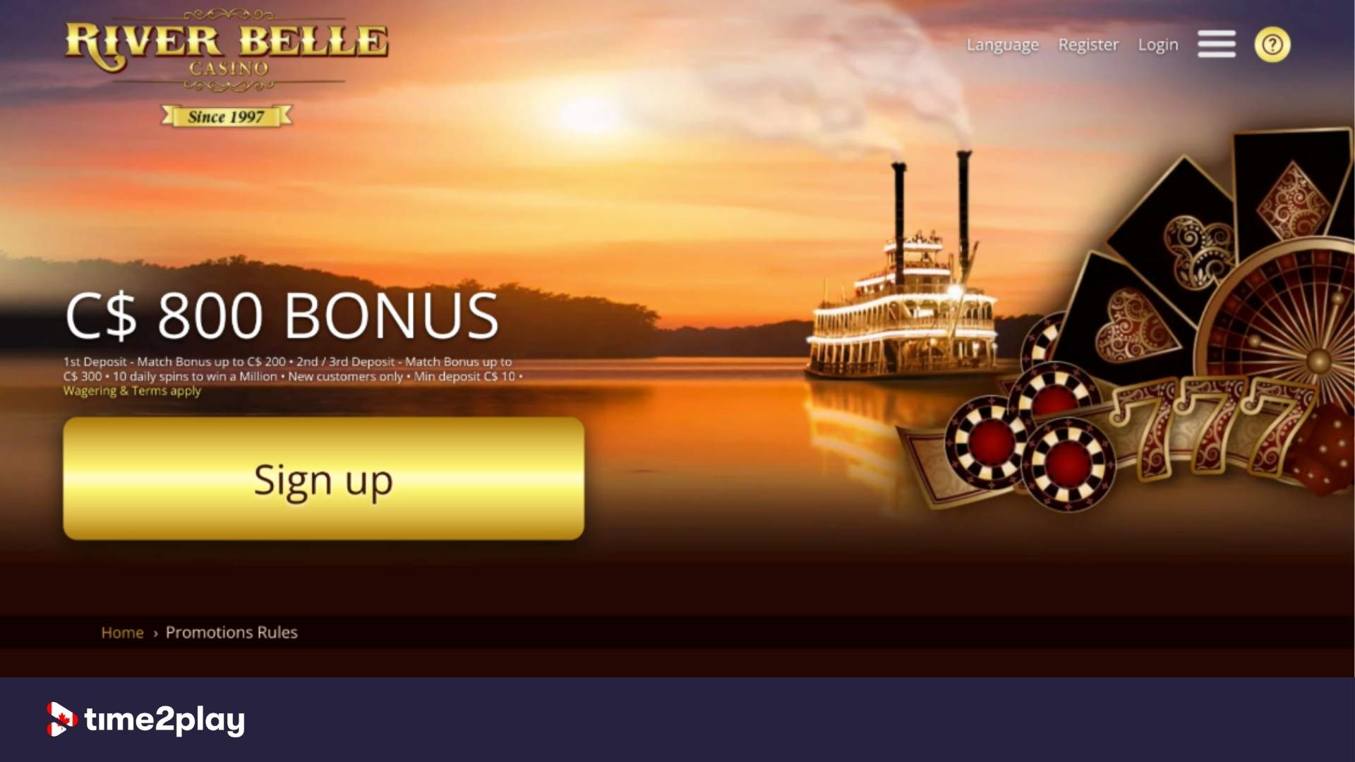 Casino welcome bonus at River Belle