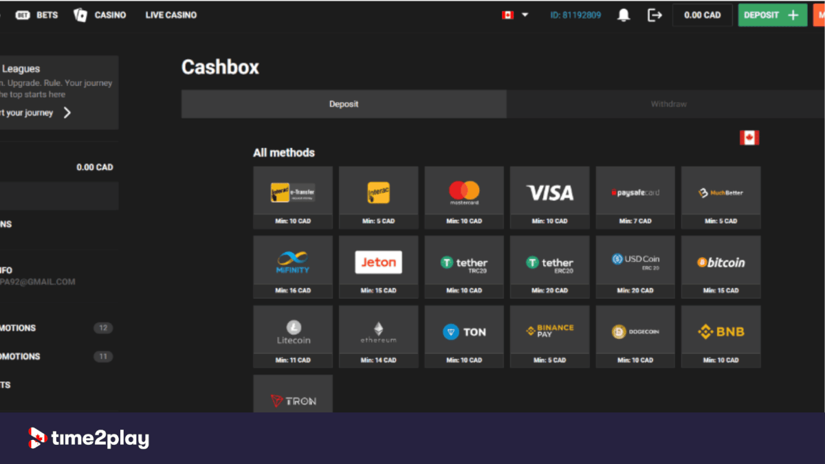 GGBet casino payment methods