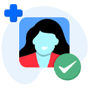 Picture of a woman with a green tick mark