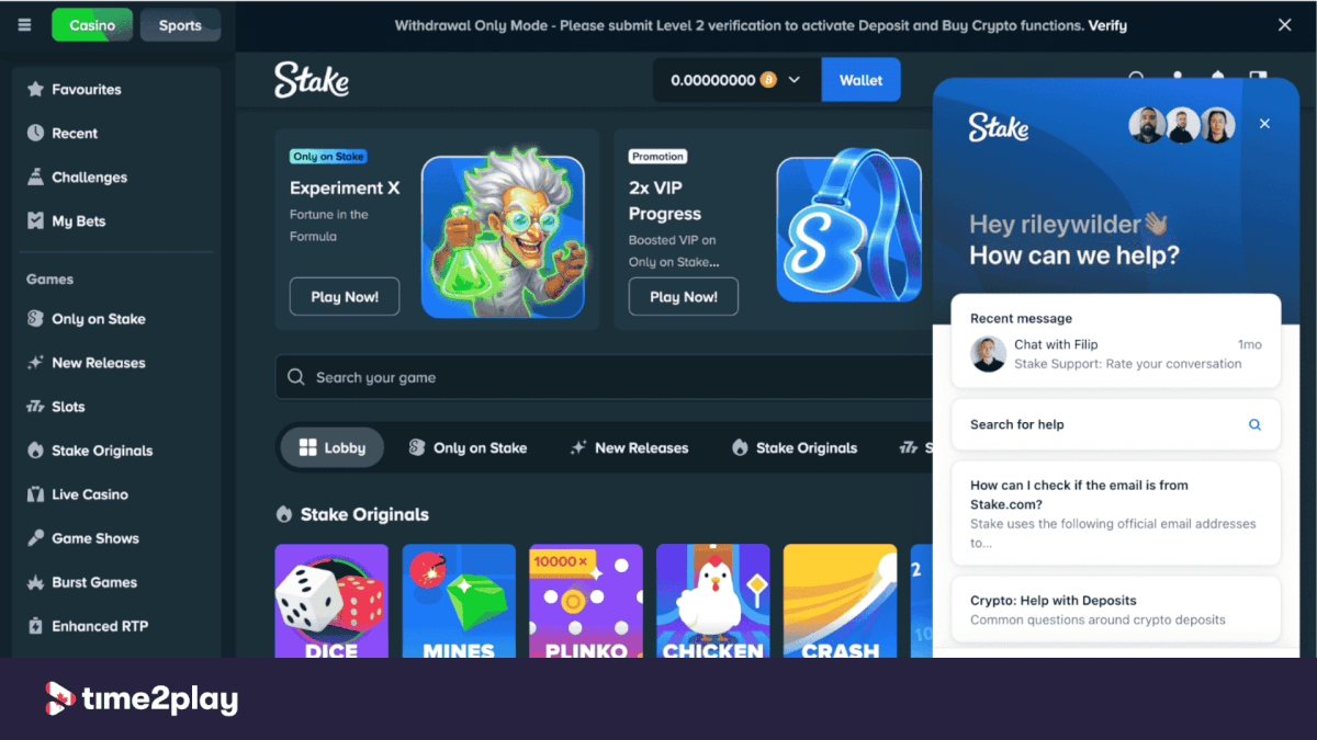 Stake Casino customer support