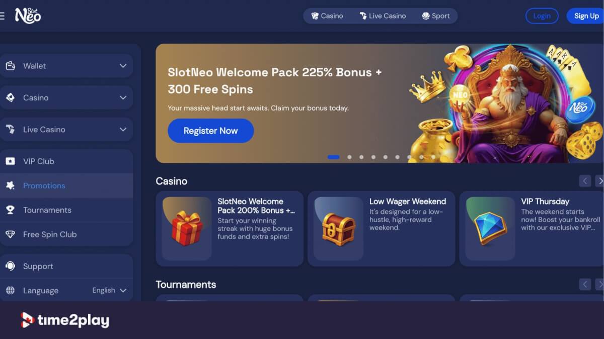 SlotNEO casino promotions page