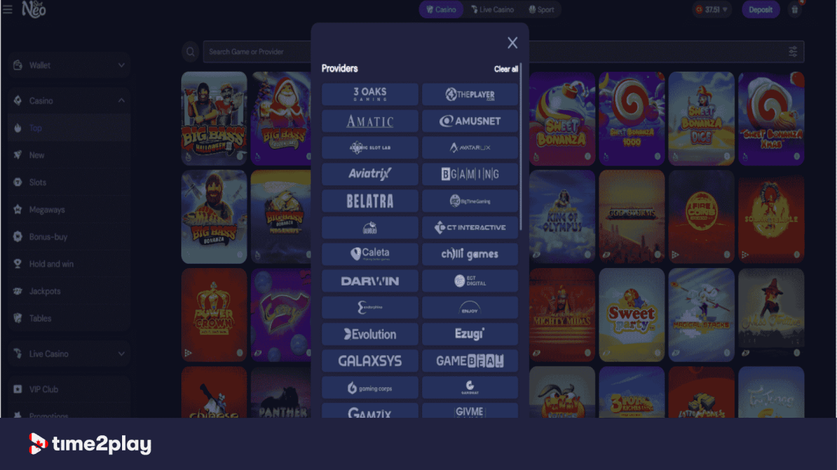 SlotNEO casino software providers
