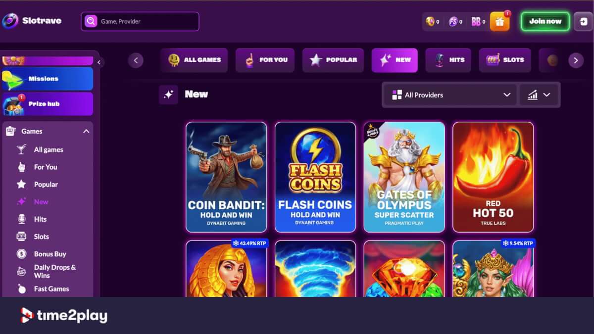 SlotRave casino new games library