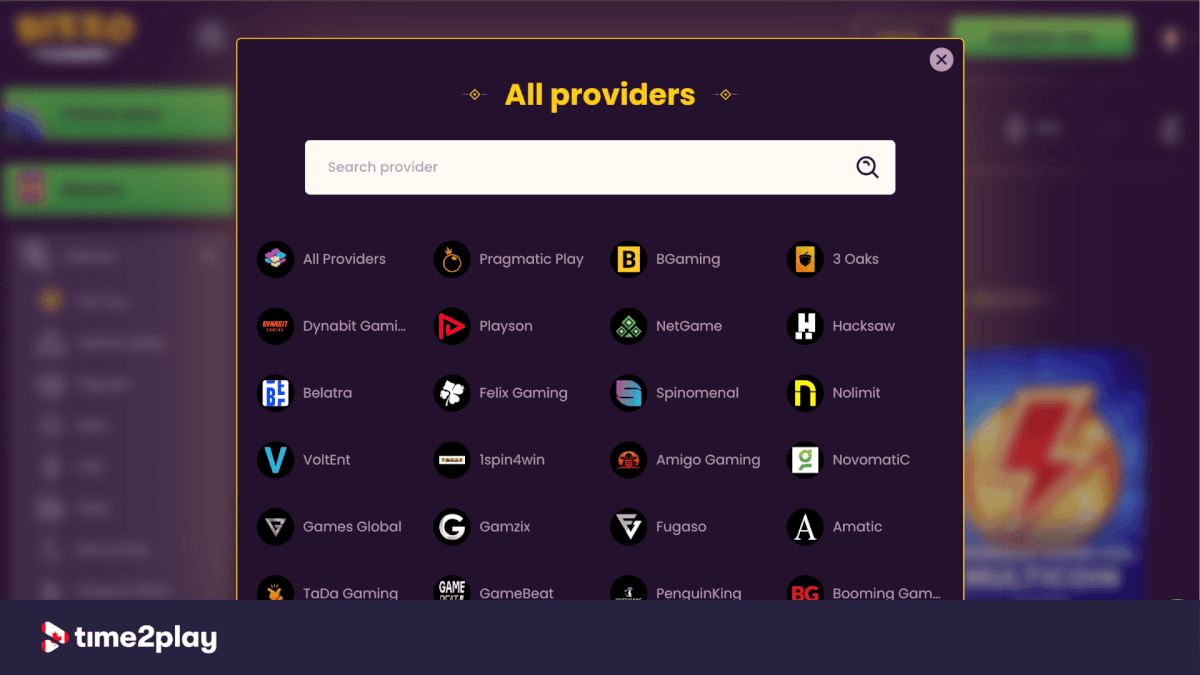 Bizzo Casino software providers