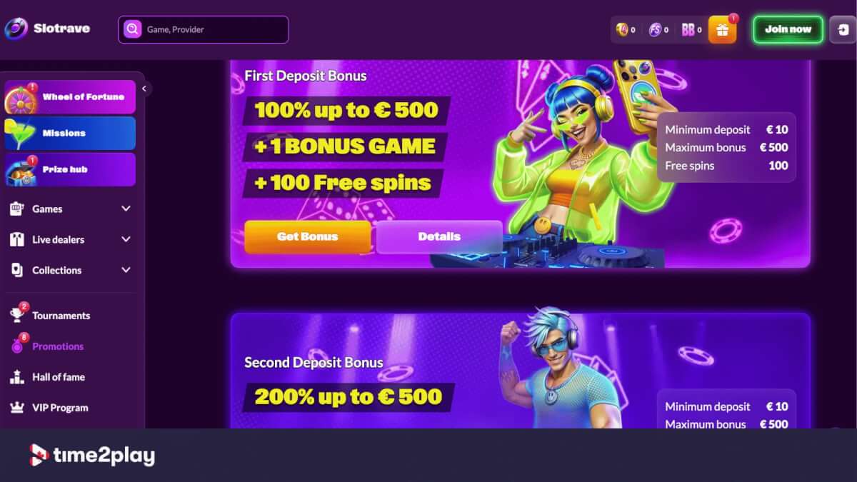 SlotRave casino promotions page