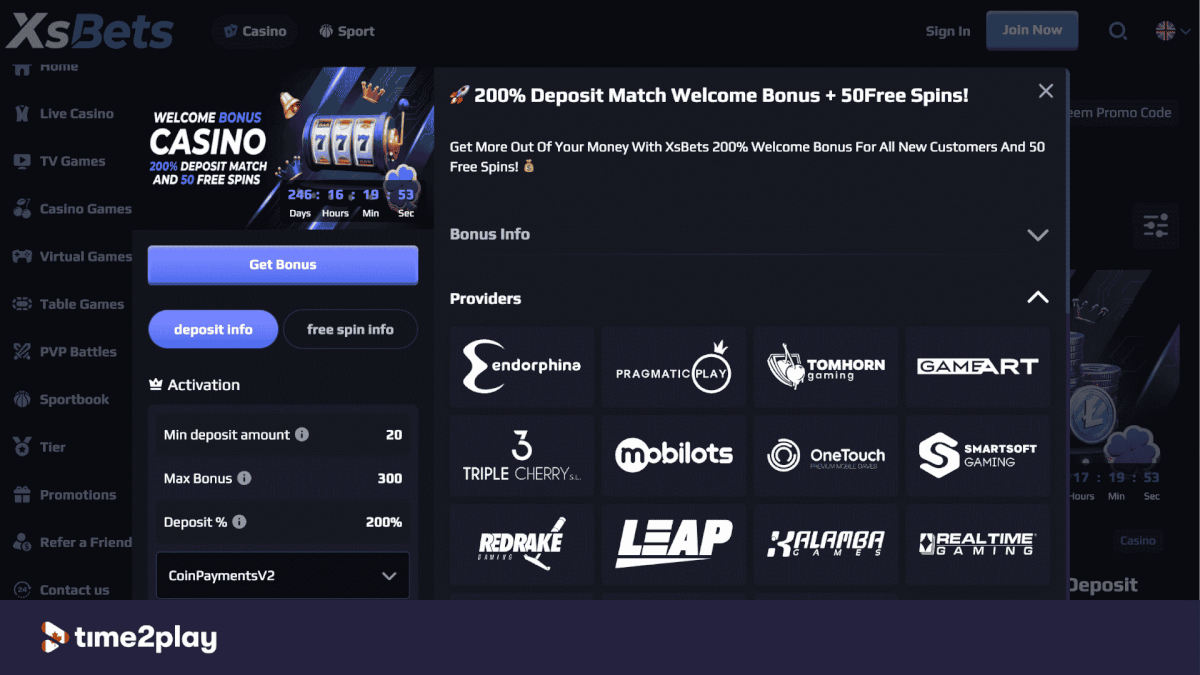 XsBets casino welcome bonus