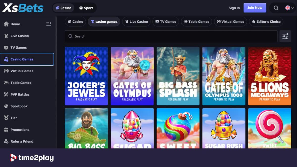 XsBets casino games