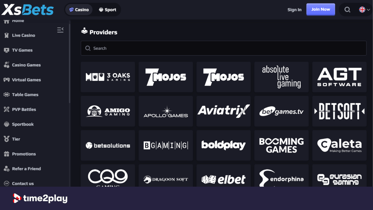 XsBets casino software providers