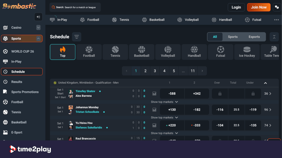 Bombastic sportsbook daily featured events