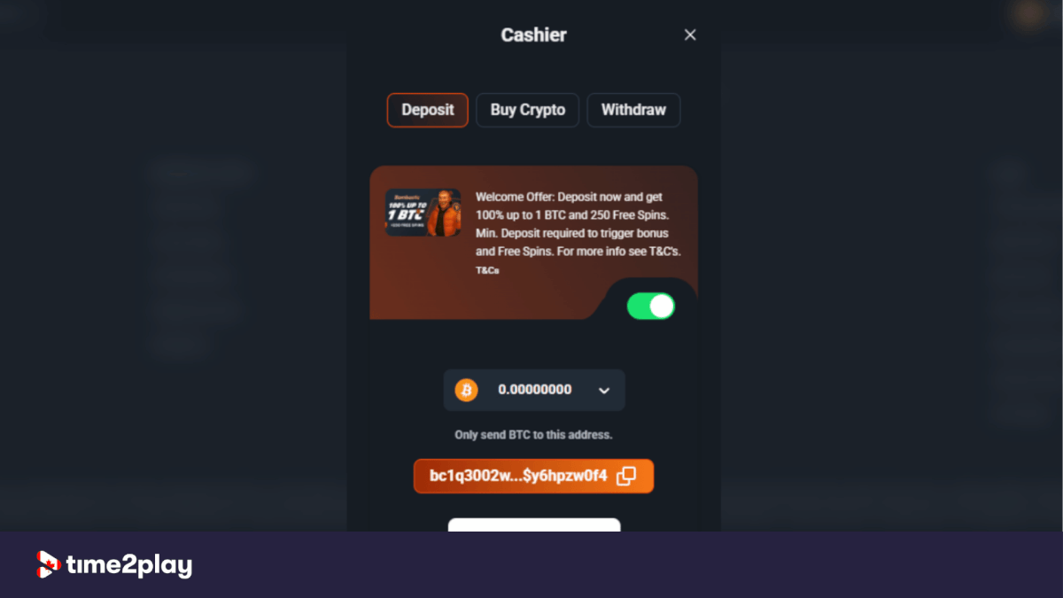 Bombastic sportsbook cashier for deposits