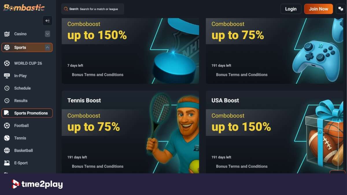 Bombastic sportsbook comboboost offers