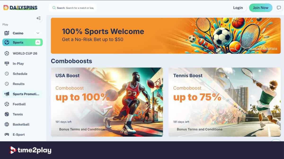 Dailyspins sportsbook bonus offers