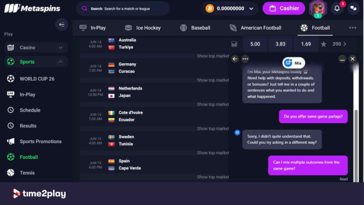 Metaspins sportsbook customer support live chat