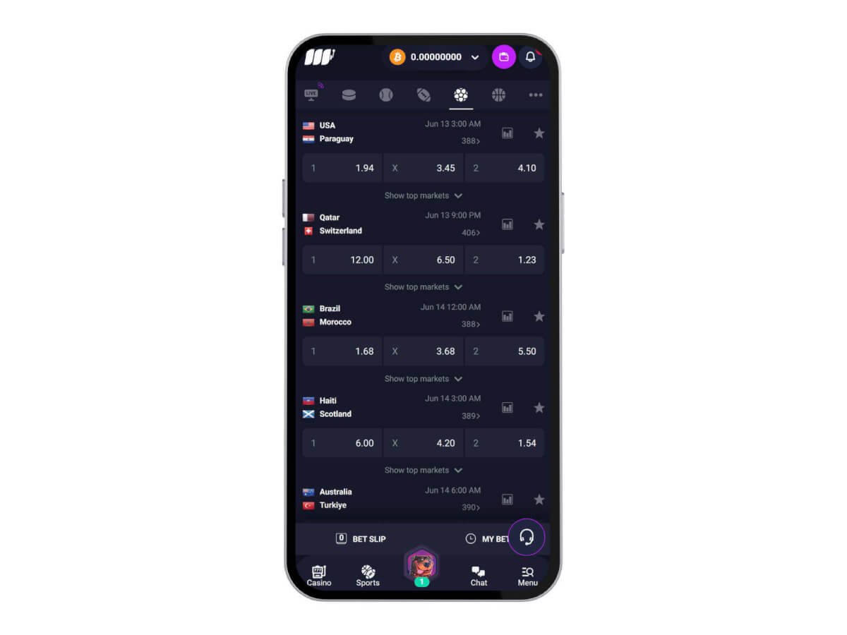 Metaspins sportsbook on mobile browser