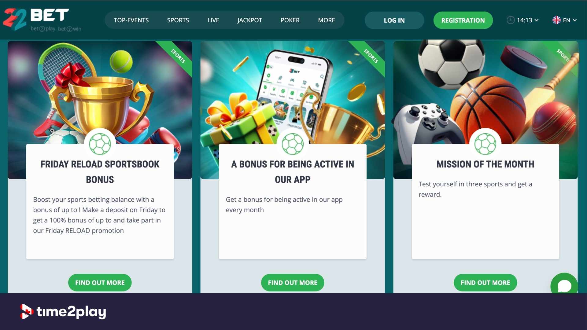 22bet sportsbook bonuses on offer