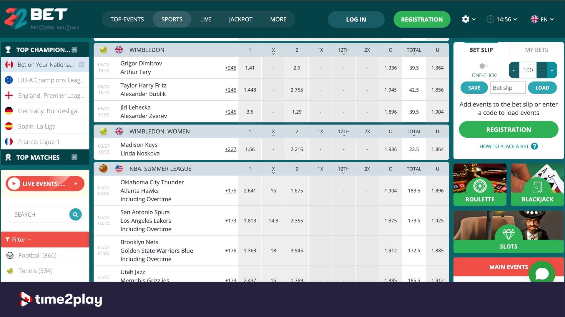22bet sportsbook featured events