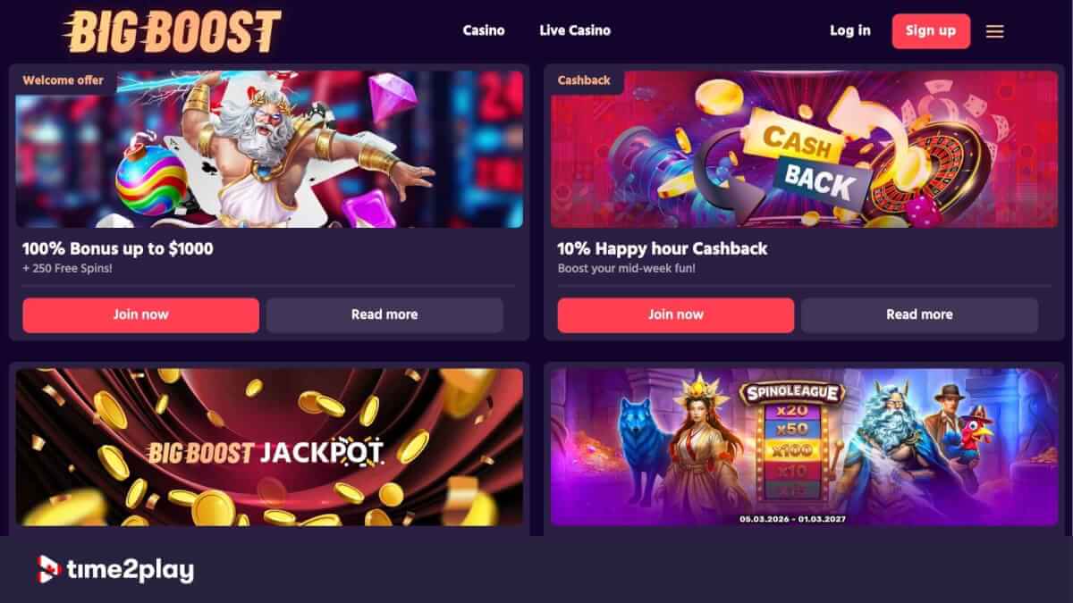 Big Boost casino bonus offers