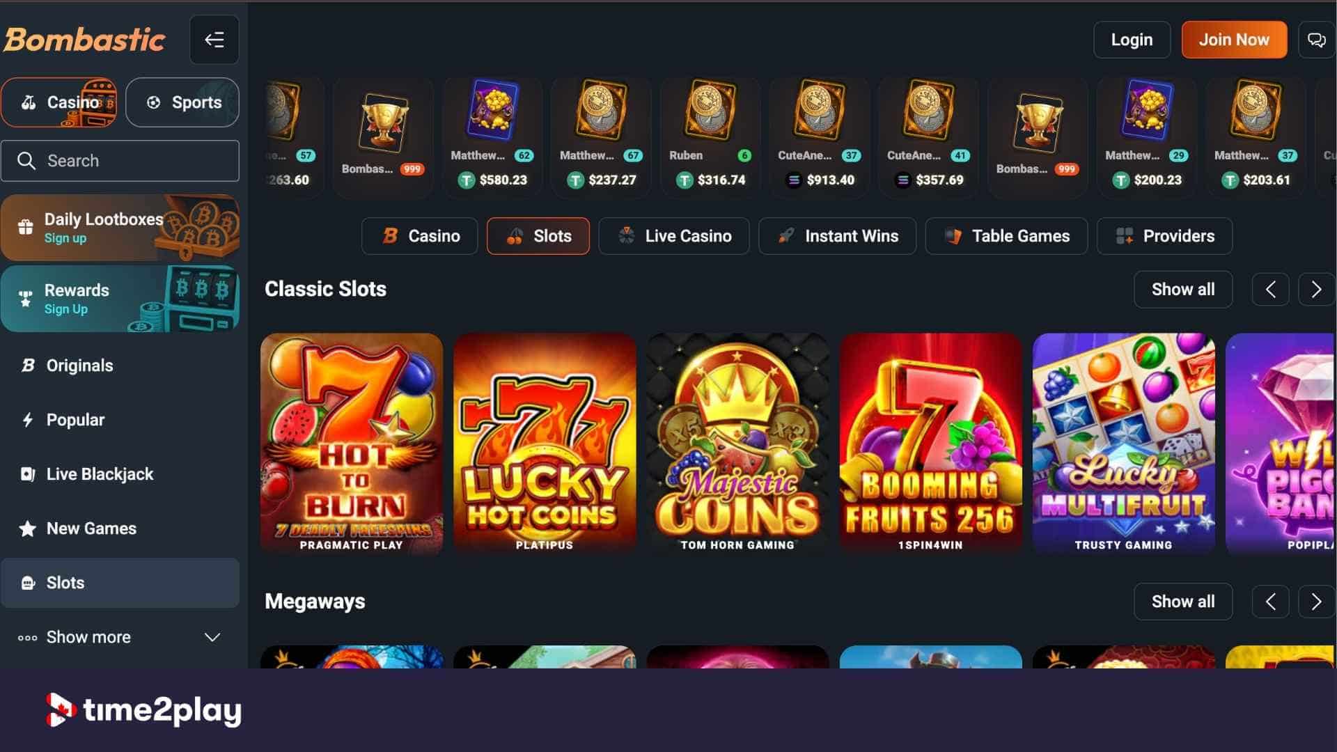 Slot games library at bombastic casino