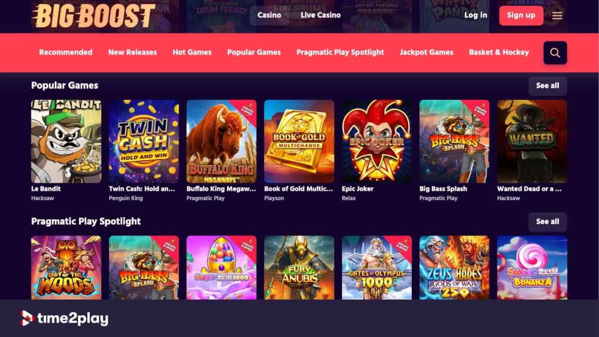 Big Boost casino games library