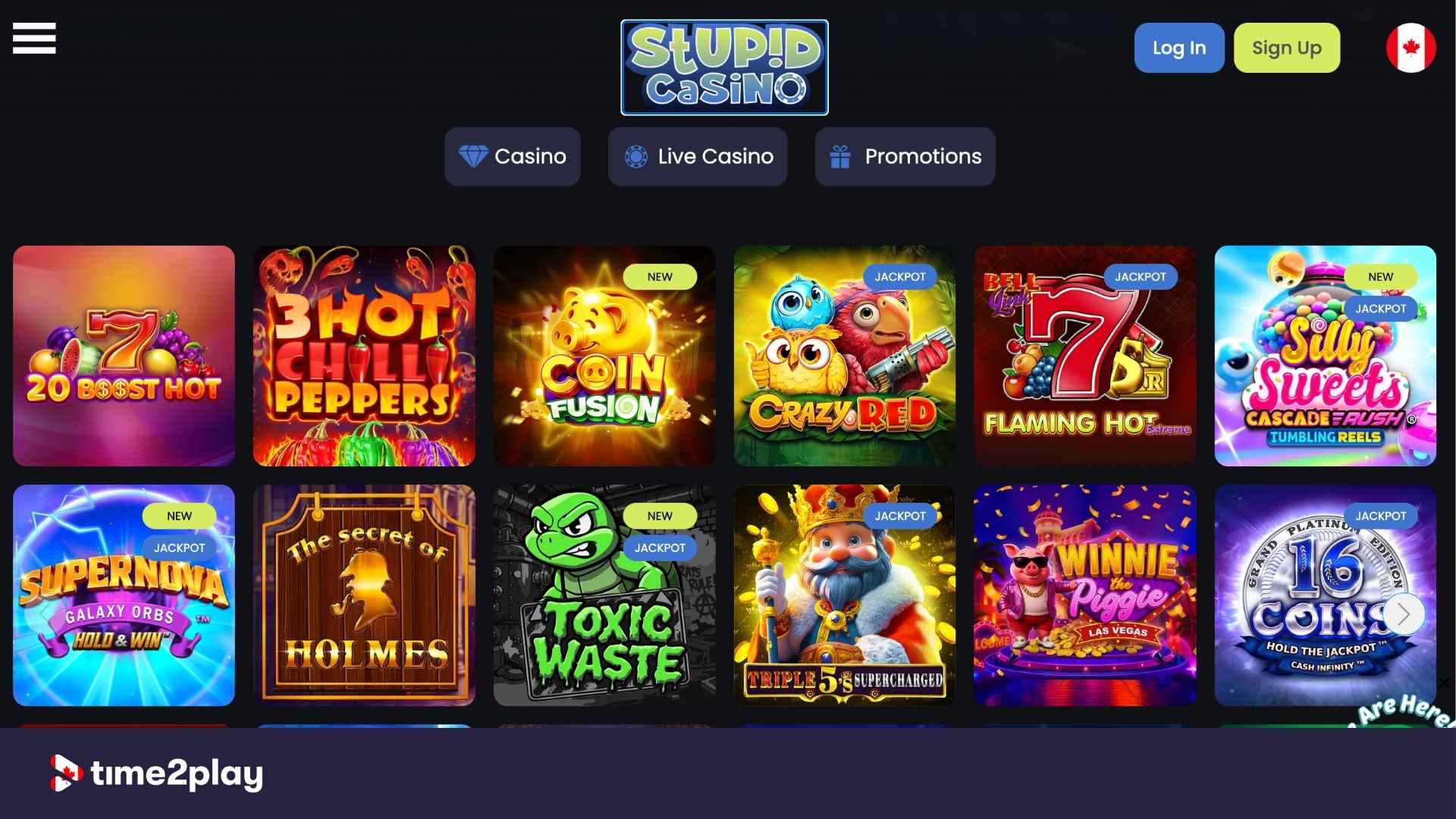 Games library at Stupid Casino
