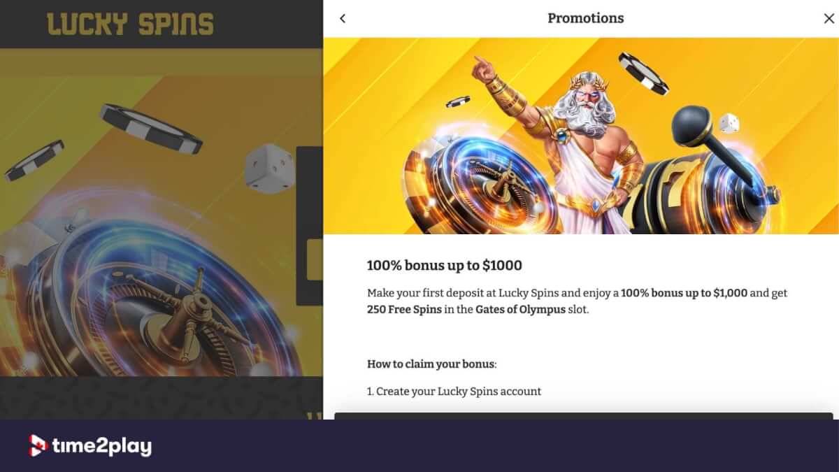 Lucky Spins casino welcome bonus