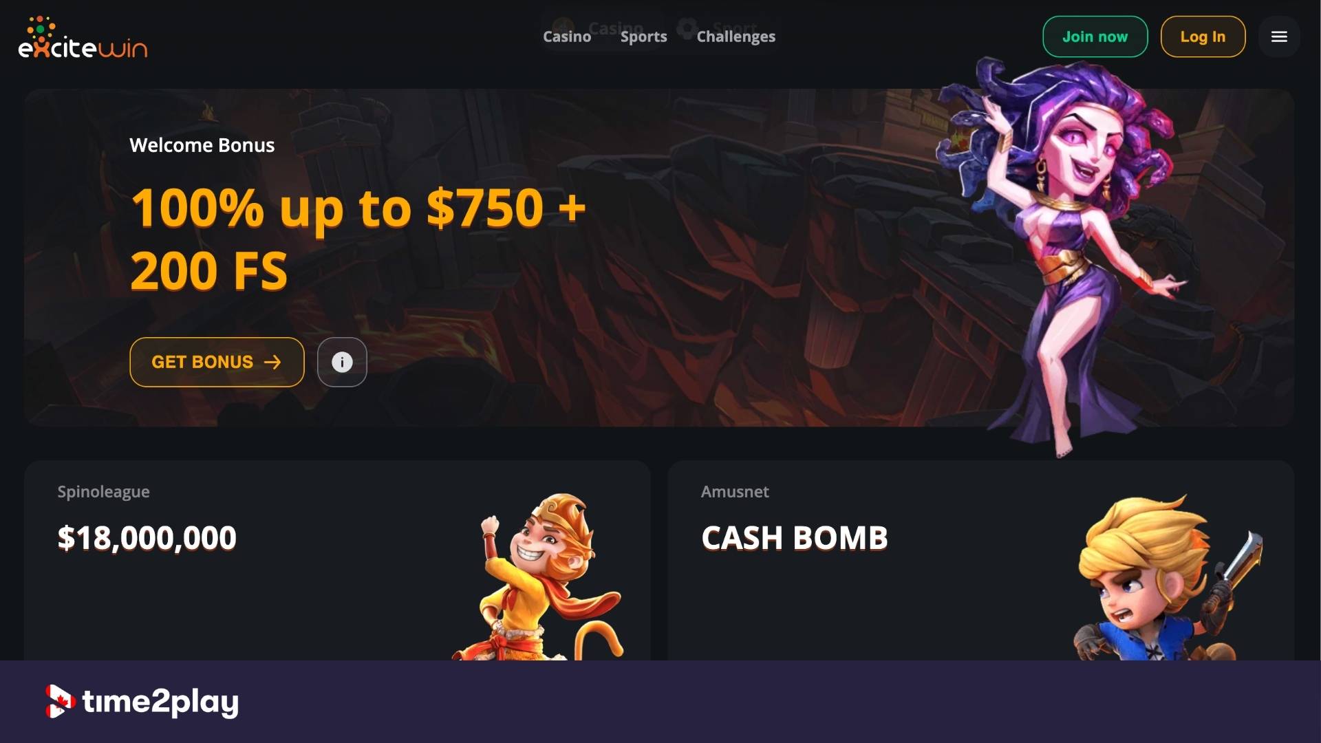 ExciteWin casino's promotions page