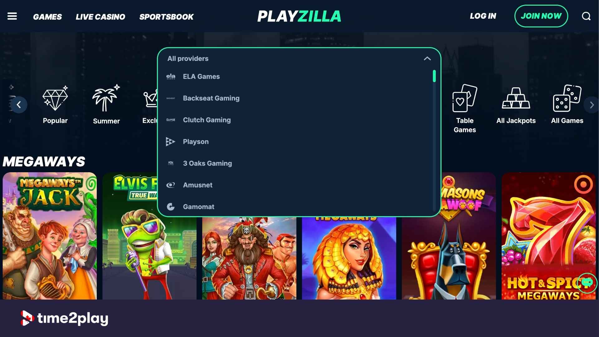 List of software providers used at PlayZilla casino