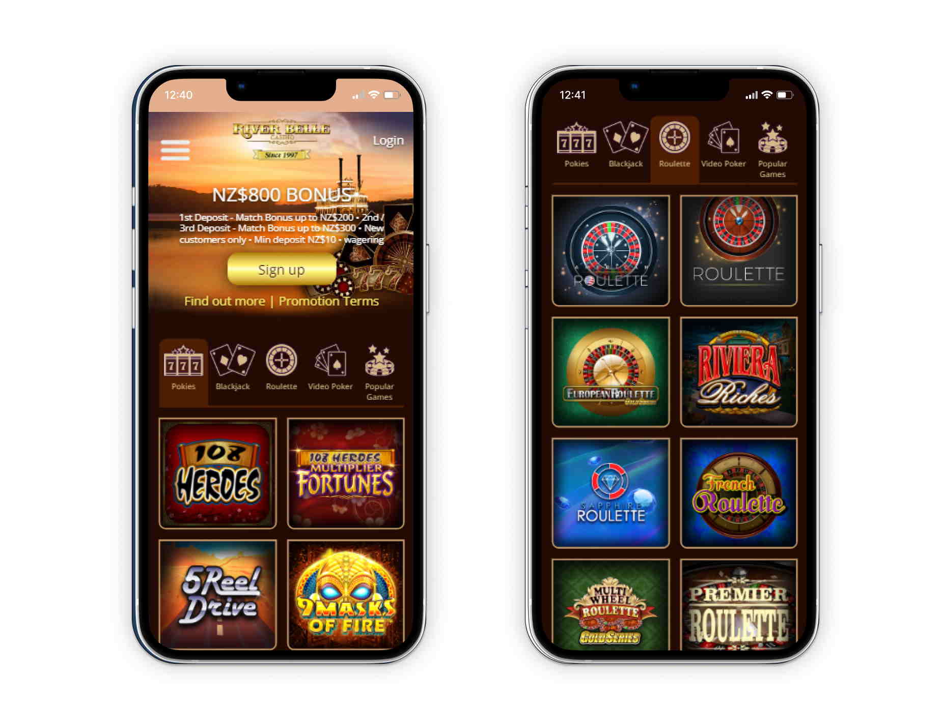 River Belle casino mobile screenshot