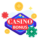 Bonos de casino con fichas y monedas alrededor.