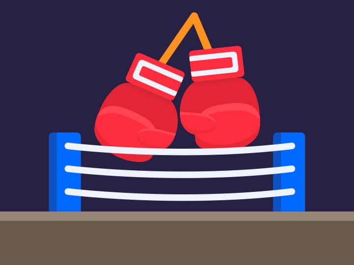 Guantes de boxeo en el ring