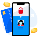 Teléfono móvil con un usuario de Paysafecard en la pantalla y una tarjeta de crédito atrás
