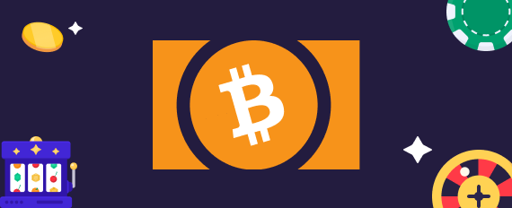 Logo de bitcoin cash rodeado de fichas, ruleta y tragamonedas